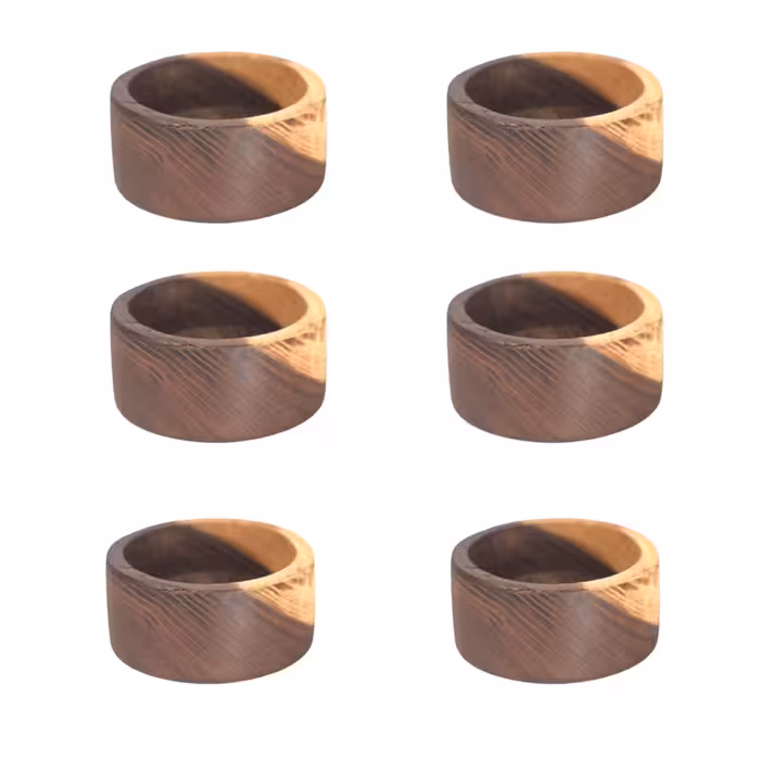 کاسه چوبی گرد دو رنگ ده سانتی از چوب طبیعی درخت نارون مجموعه شش عددی