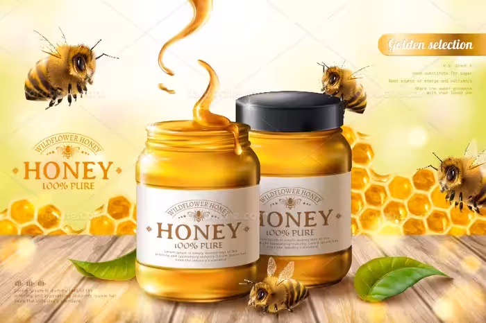 وکتور بنر تبیلغاتی عسل | گرافیک با طعم تربچه