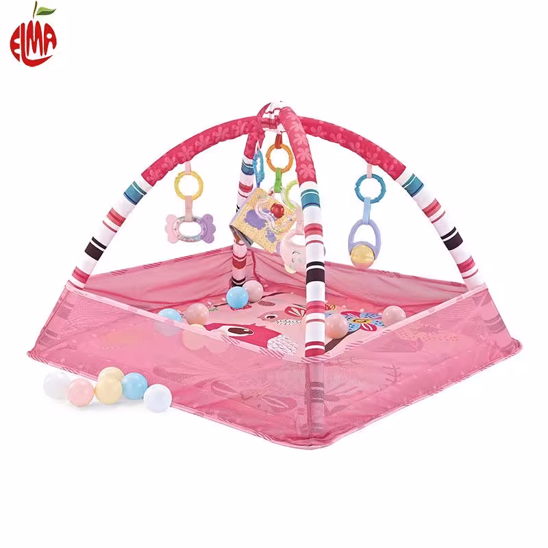 پلی جیم و تشک بازی توپ دار صورتی کیکابو