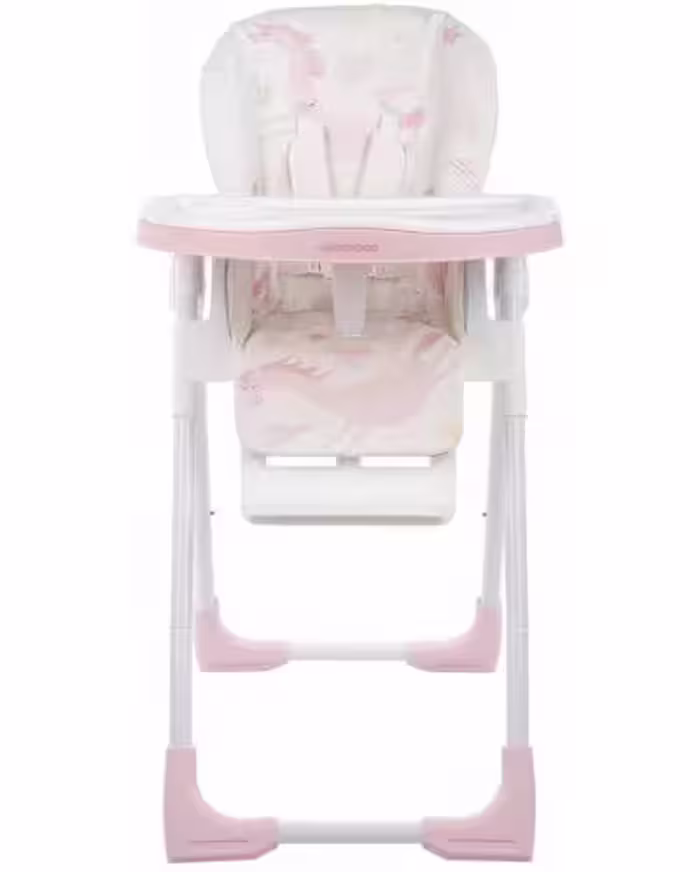 صندلی غذای کودک کیکابو مدل ویتو صورتی سفید با تنظیم ارتفاع و سینی دوبل kikkaboo vitto pink