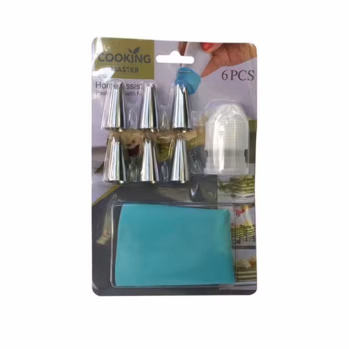 قیف خامه زن و ماسوره جهت تزئین کیک و شیرینی و حلوا و کشک و خامه کشی کوکینگ مستر بسته 8 عددی با ارسال رایگان