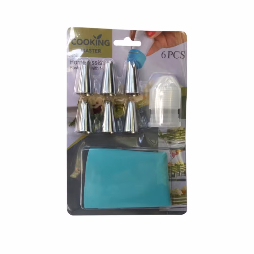 قیف خامه زن و ماسوره جهت تزئین کیک و شیرینی و حلوا و کشک و خامه کشی کوکینگ مستر بسته 8 عددی با ارسال رایگان