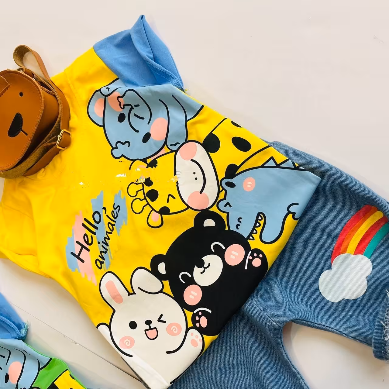 ست اسپرت خارجی .مدل رنگین کمان.مناسب دخترانه و پسرانه.جنس نخ پنبه درجه.