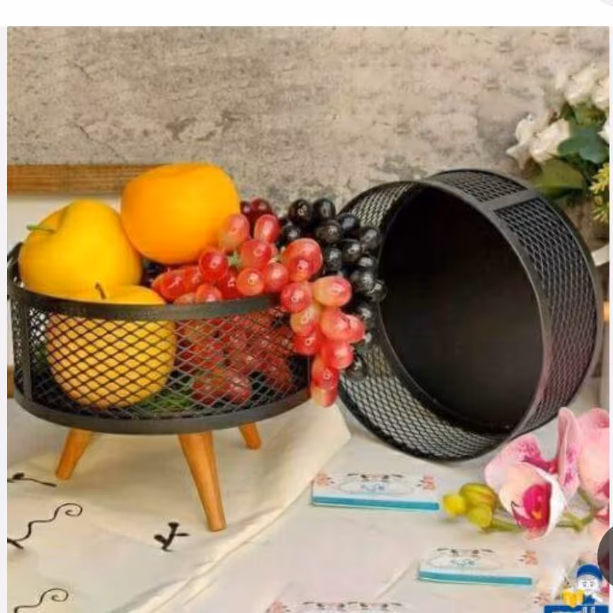 سبد میوه شکلات فلزی پایه دار پایه چوب 