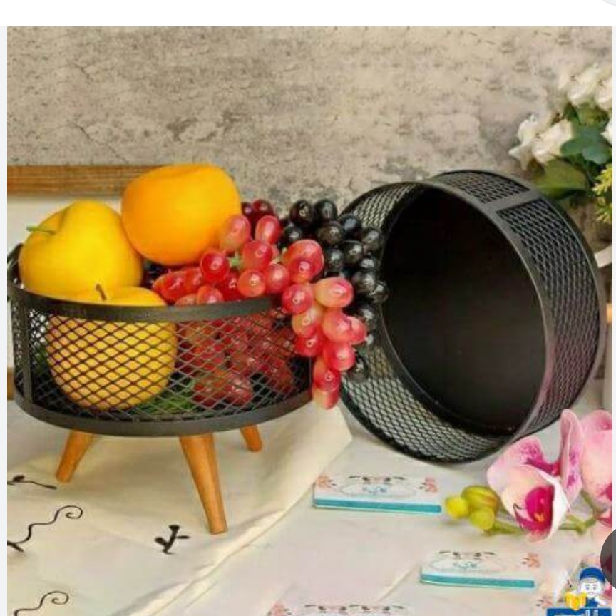 سبد میوه شکلات فلزی پایه دار پایه چوب