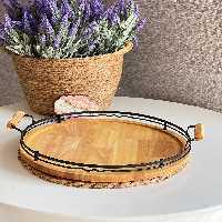 سینی چوبی گرد دسته دار BVK مدل کاریزما مشکی