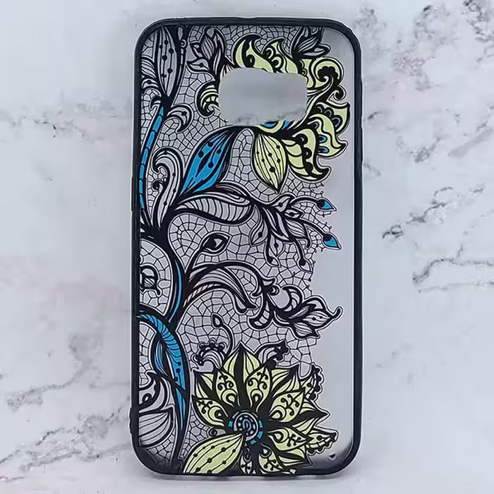 کاور فانتزی طرحدار مدل دانتل مناسب برای گوشی موبایل سامسونگ Galaxy S6 Edge - گل زرد و آبی