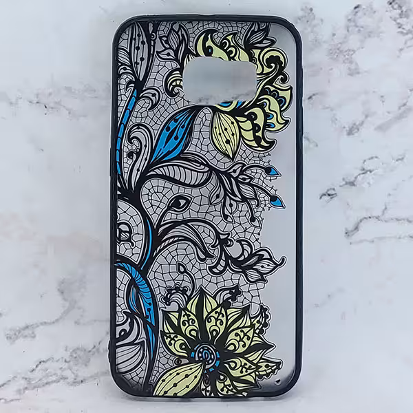 کاور فانتزی طرحدار مدل دانتل مناسب برای گوشی موبایل سامسونگ Galaxy S6 Edge - گل زرد و آبی