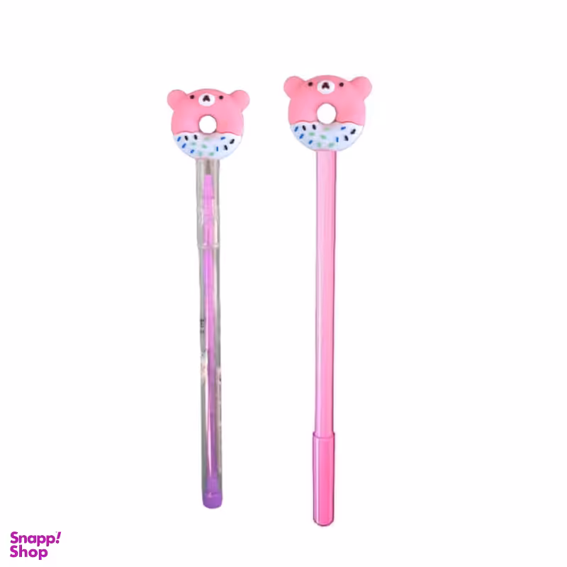 روان نویس مدل دونات خرسی به همراه مداد فشنگی مجموعه 2 عددی