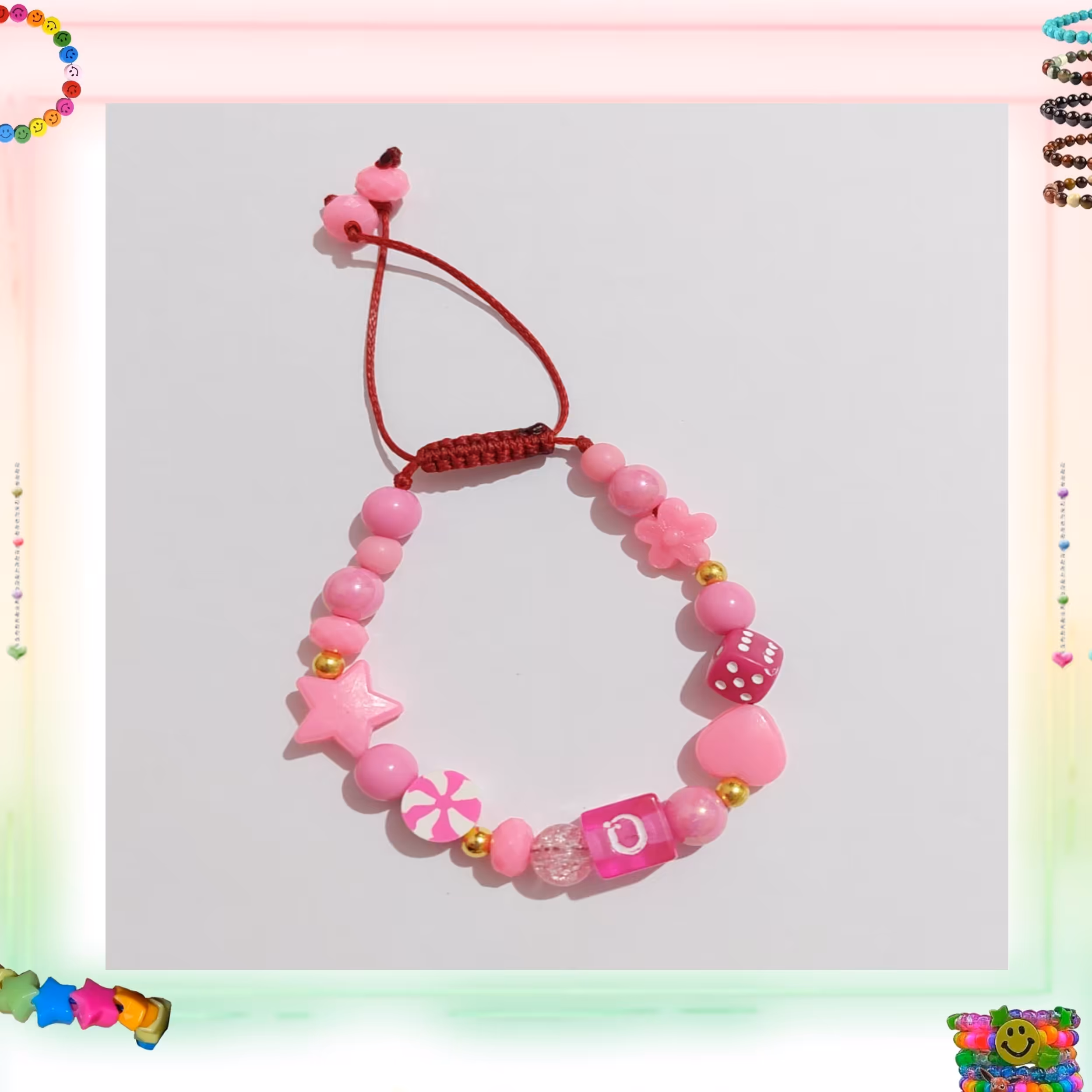 دستبند صورتی پاستیلی            