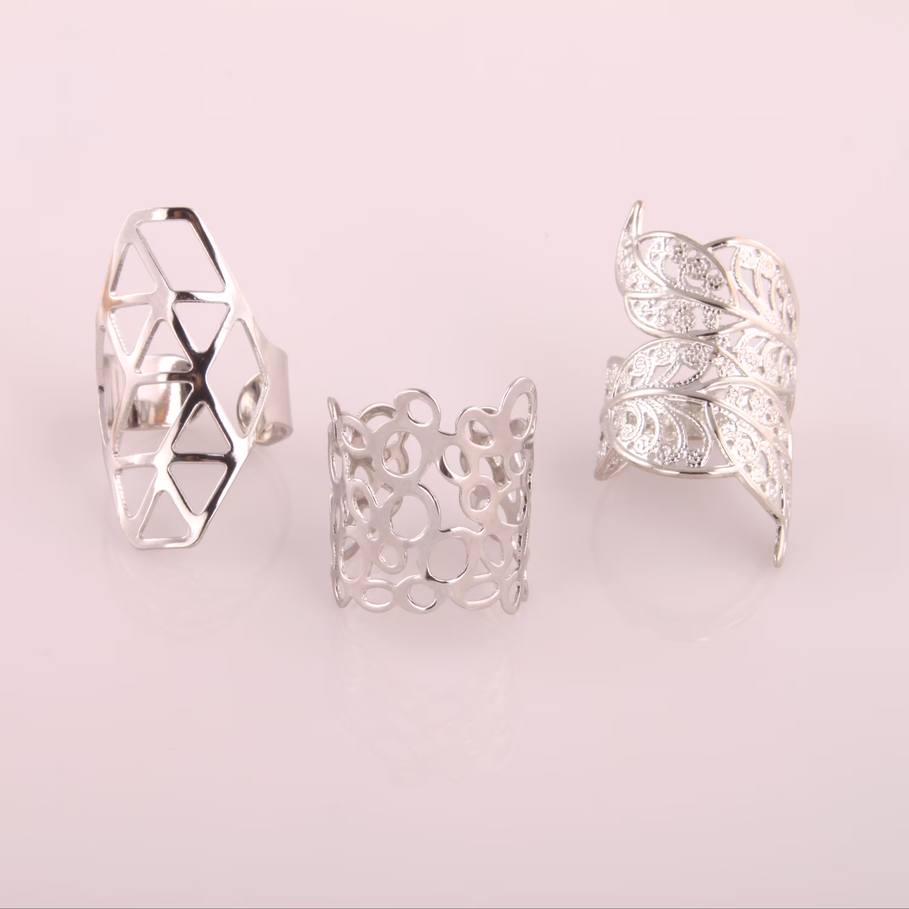 ست 3تایی انگشتر استیل رنگ نقره ای