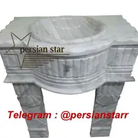 روشویی سنگی دو پایه قروه با آیینه هالوژن دار 