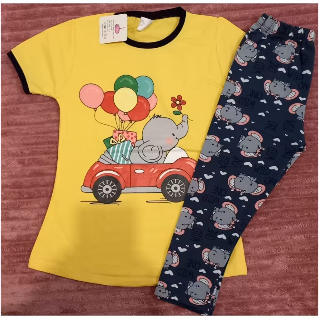 تی شرت و شلوار بچه گانه اسپورت دخترانه و پسرانه چاپ فیل