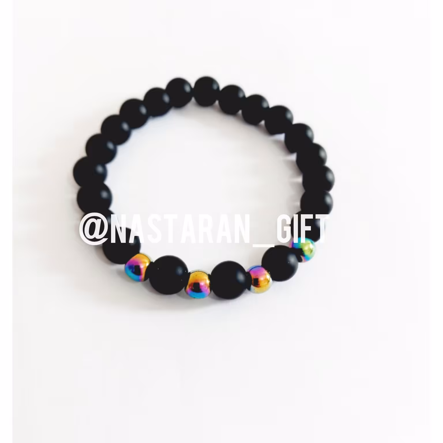 دستبند سنگ اونیکس و حدید اسپرت