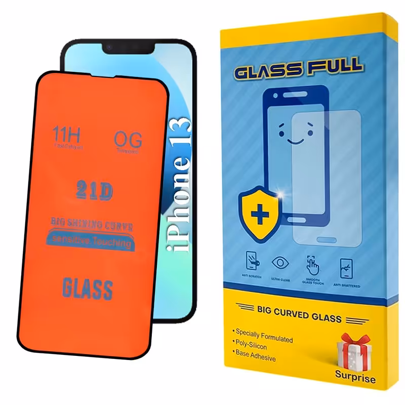 گلس شیشه ای آیفون apple iphone 13 - 13 pro محافظ صفحه نمایش فول حرفه ای IPHONE 13 - 13 PRO خشگیر نانو 9D سیزده پرو