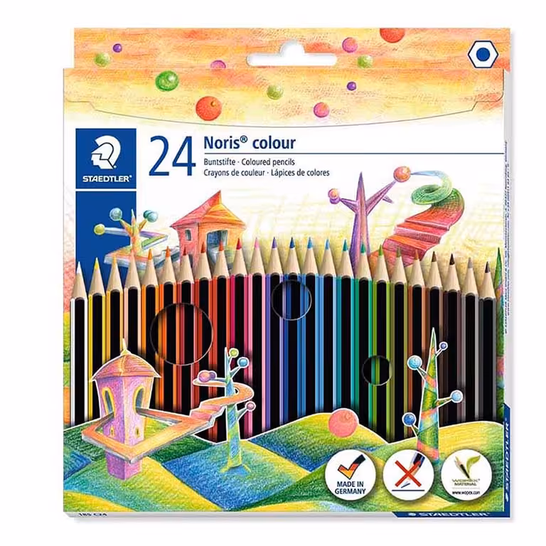مداد رنگی 24 رنگ جعبه مقوایی استدلر مدل وپکس Staedtler Wopex 185 C24
