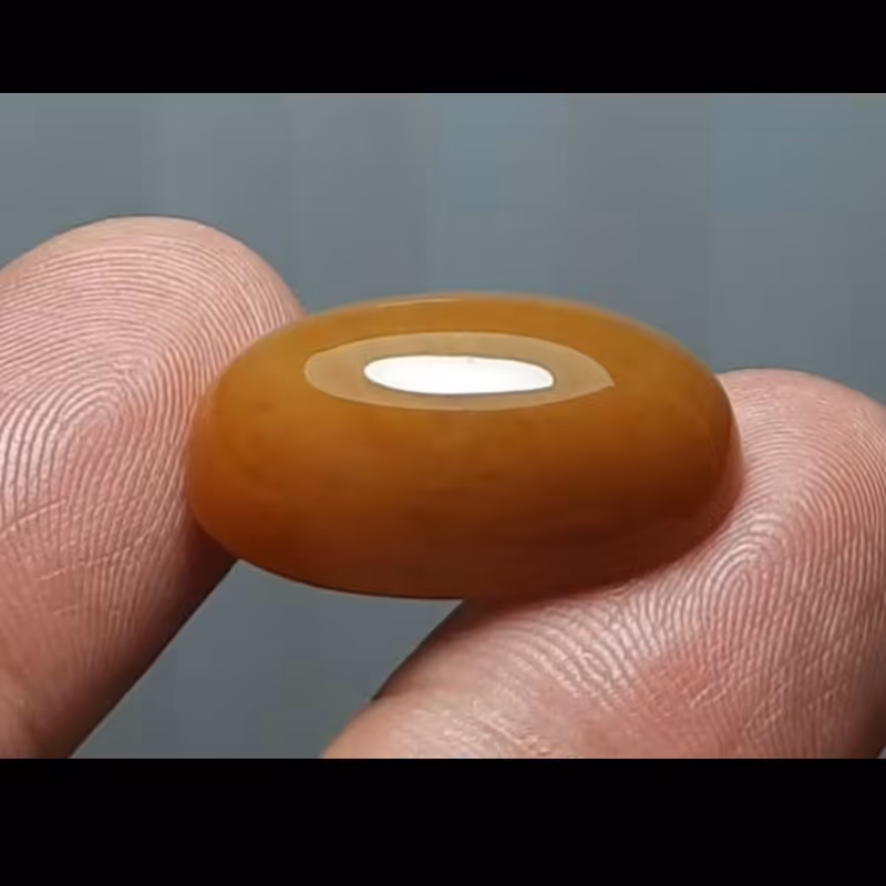 نگین عقیق جزع رنگ کاراملی معدنی یمن 