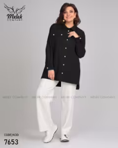 شومیز مجلسی دکمه بازشو آستین بلند جیب نما