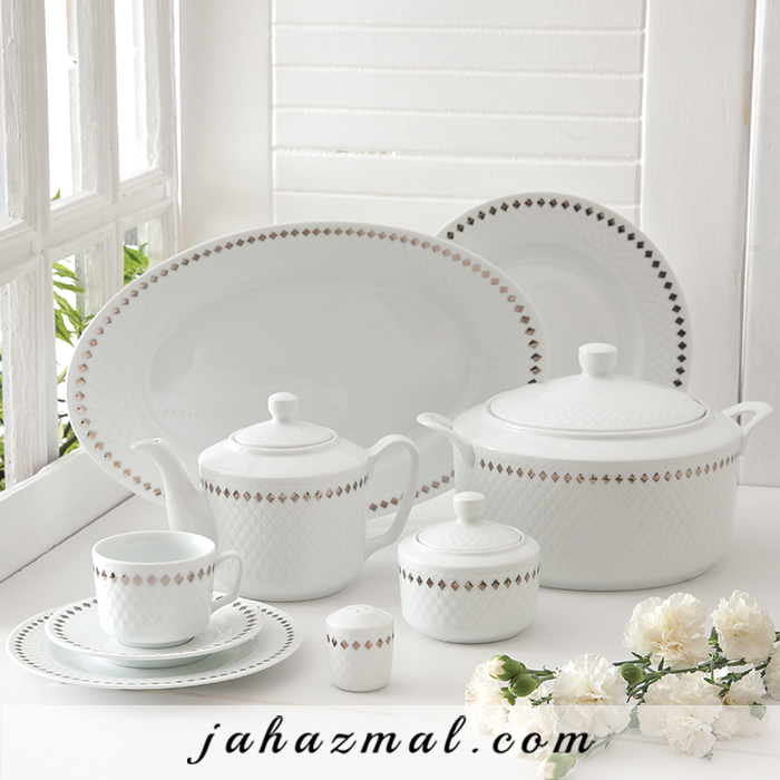 سرویس چینی زرین طرح سیلور ری 102 پارچه