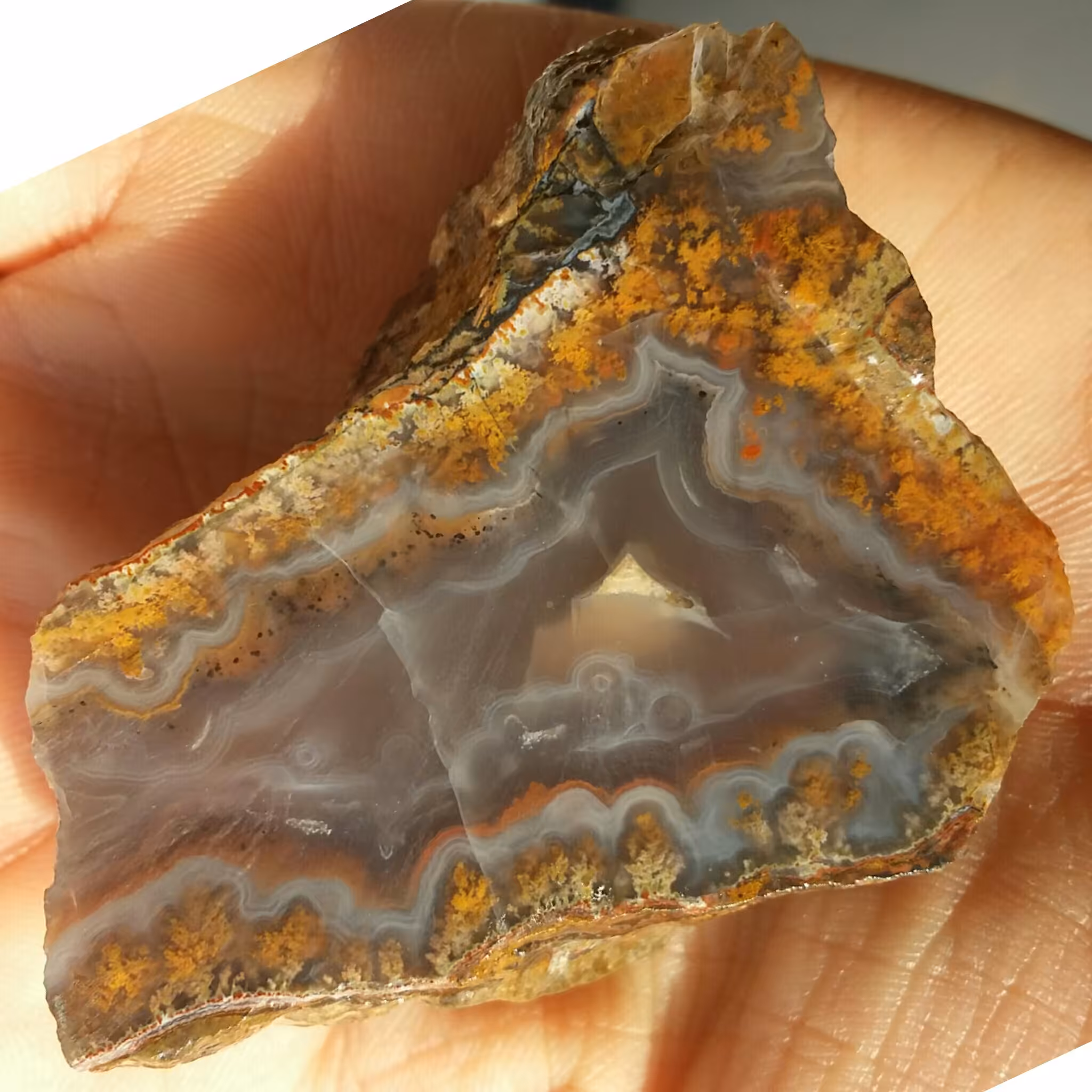 اسلایس سنگ راف عقیق سلیمانی 3 بعدی رنگی منظره دار محشر 100 در 100 طبیعی