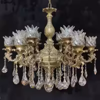 لوستر شش شاخه 12 شعله مدل ارامیس ابکاری انتیک با ضمانت ده سال و ارسال رایگان