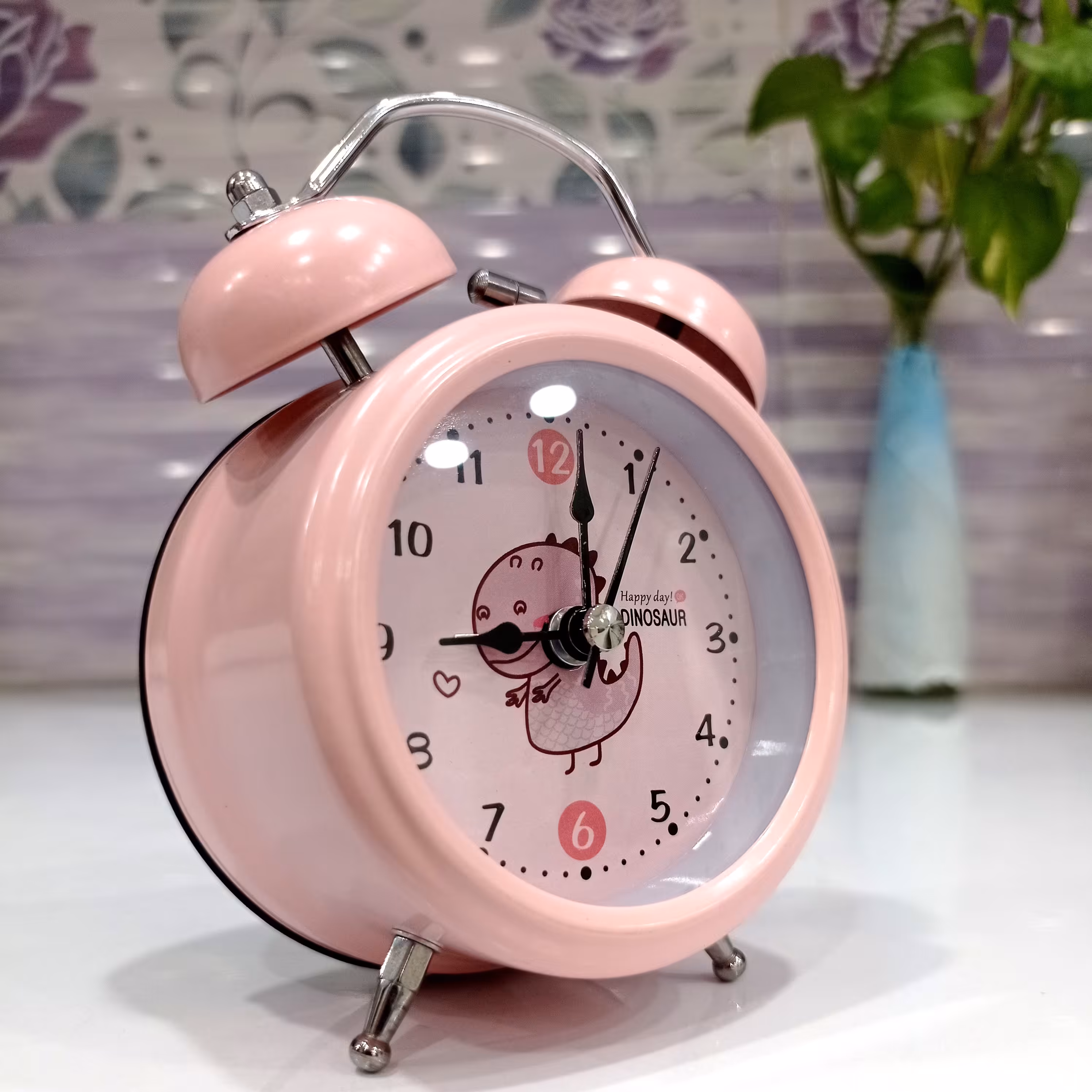 ساعت رومیزی شماطه دار ( زنگ دار ) صورتی دخترانه زیبا و جذاب

