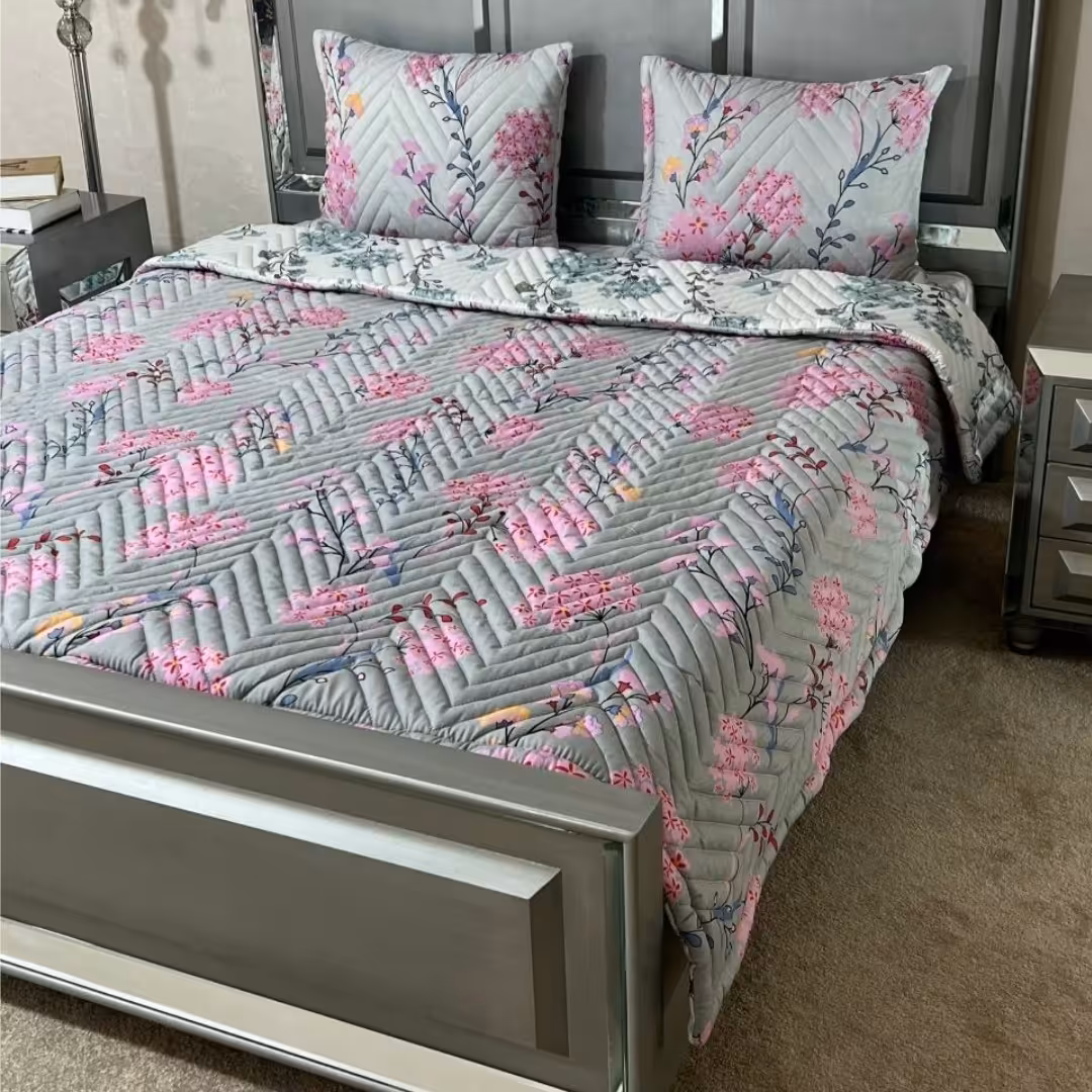 روتختی دونفره طرحدار ضخیم چهار تکه پفدار( ضمانت پرز ورنگ )