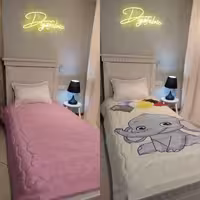 لحاف یک نفره طرح فیل و صورتی ساده