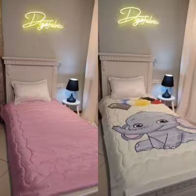 لحاف یک نفره طرح فیل و صورتی ساده