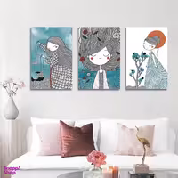 تابلو شاسی بکلیت طرح نقاشی دکوراتیو مدرن سبک کوبیسم مدل SH-1405 مجموعه 3 عددی