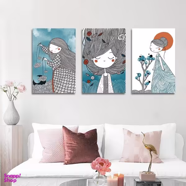 تابلو شاسی بکلیت طرح نقاشی دکوراتیو مدرن سبک کوبیسم مدل SH-1405 مجموعه 3 عددی