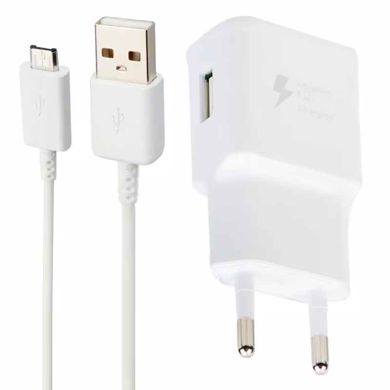 شارژر سامسونگ SAMSUNG A10 - A10S اداپتور با کابل فست شارژ سریع  اورجینال میکرو اندروید اصلی سرجعبه ای سر کارتنی micro 