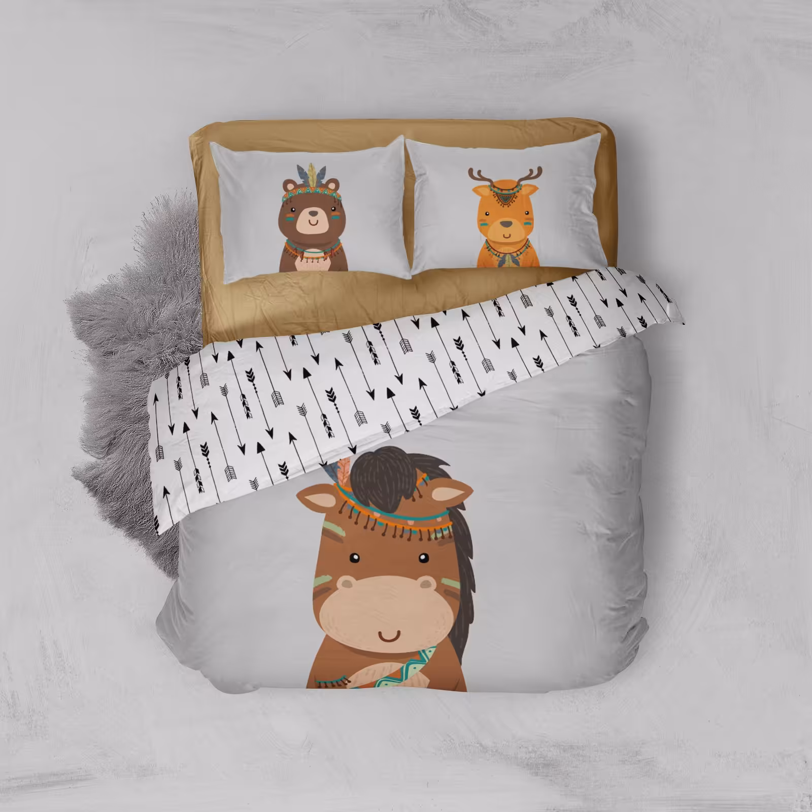 روتختی چهار تکه یکنفره مدل حیوانات سرخپوست 2