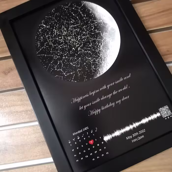 تابلو آسمان شب سایز 20 در 30 همراه با کیوآر صوتی و تقویم