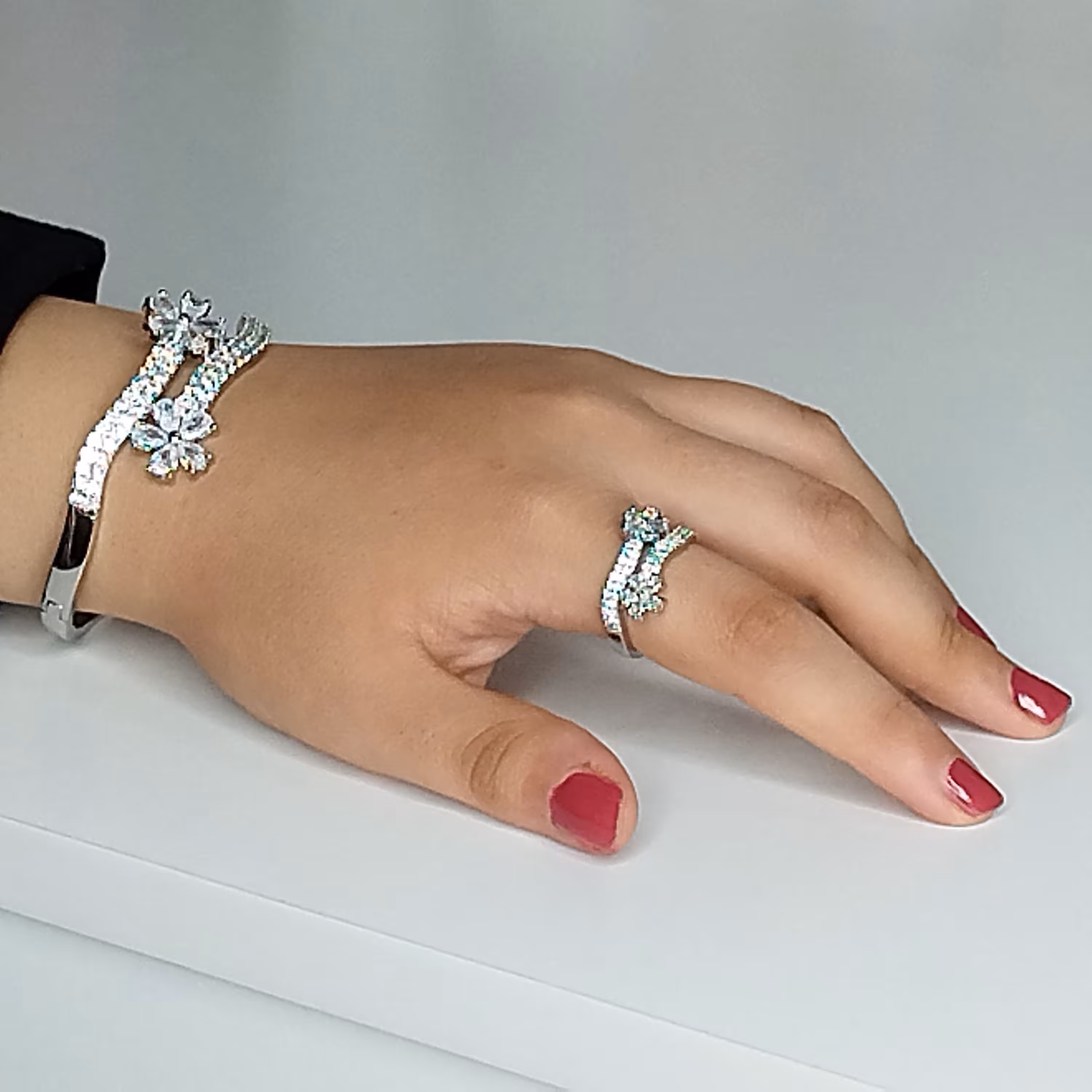 النگو و انگشتر رنگ ثابت واستیل