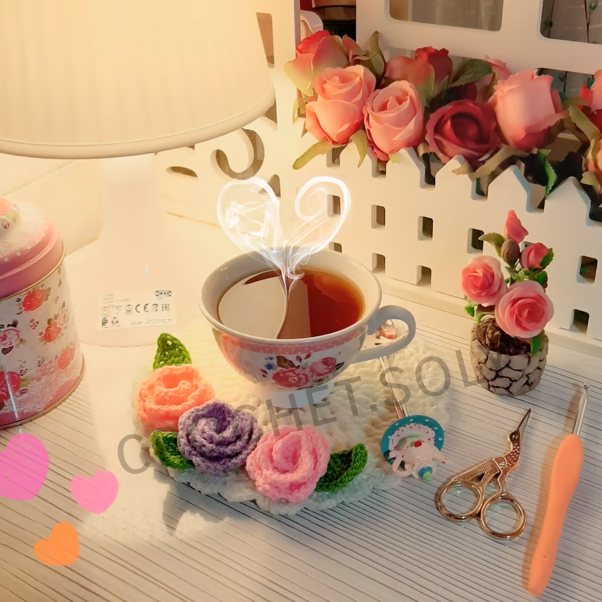 زیر فنجانی بافتنی