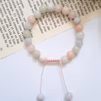 دستبند سنگ مورگانیت درجه 1 با بند قابل تنظیم 