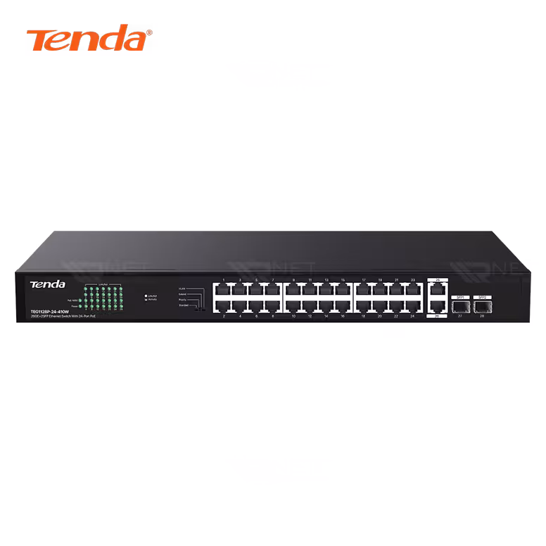 سوئیچ شبکه 24 پورت گیگابیت POE تندا مدل TEG1128P-24-410W