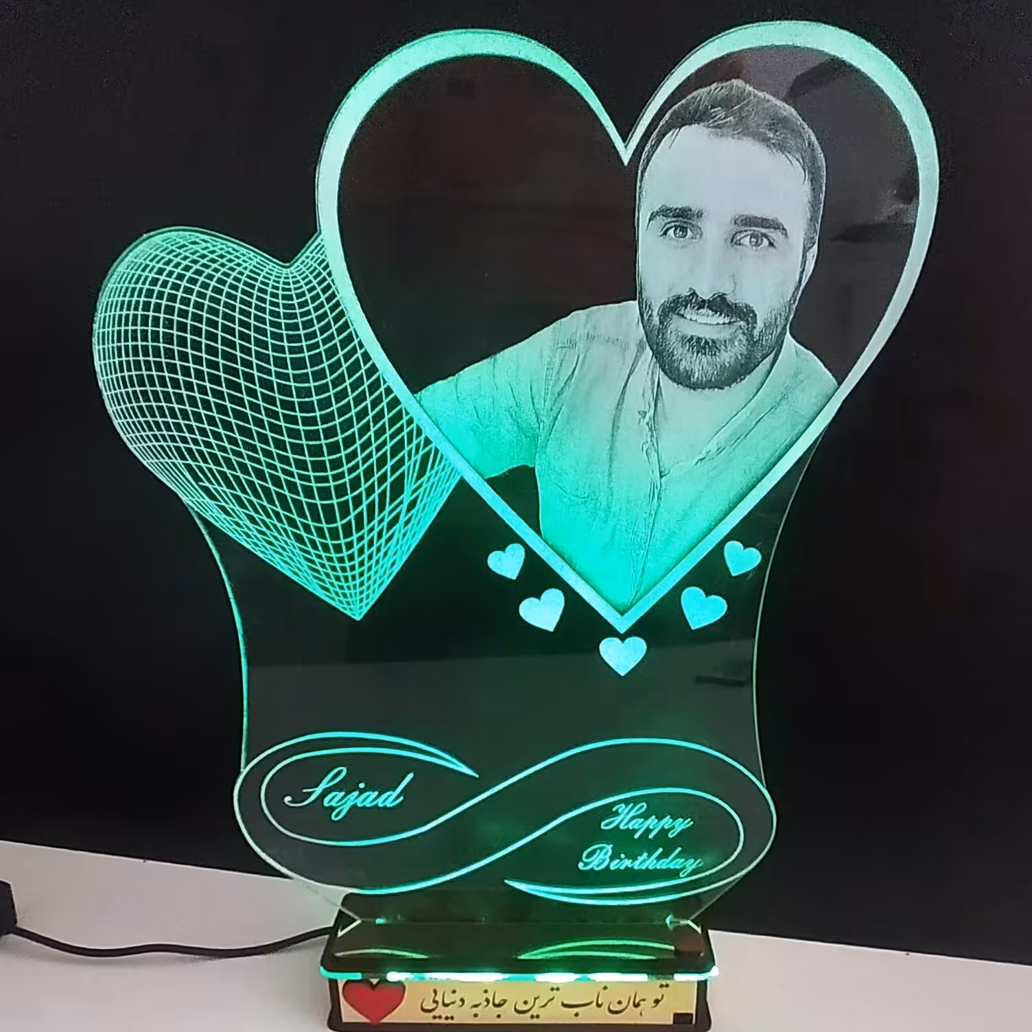 بالبینگ .آباژوره چهره 25سانت ریموت دار شانزده رنگ با پایه سفارسی طلایی