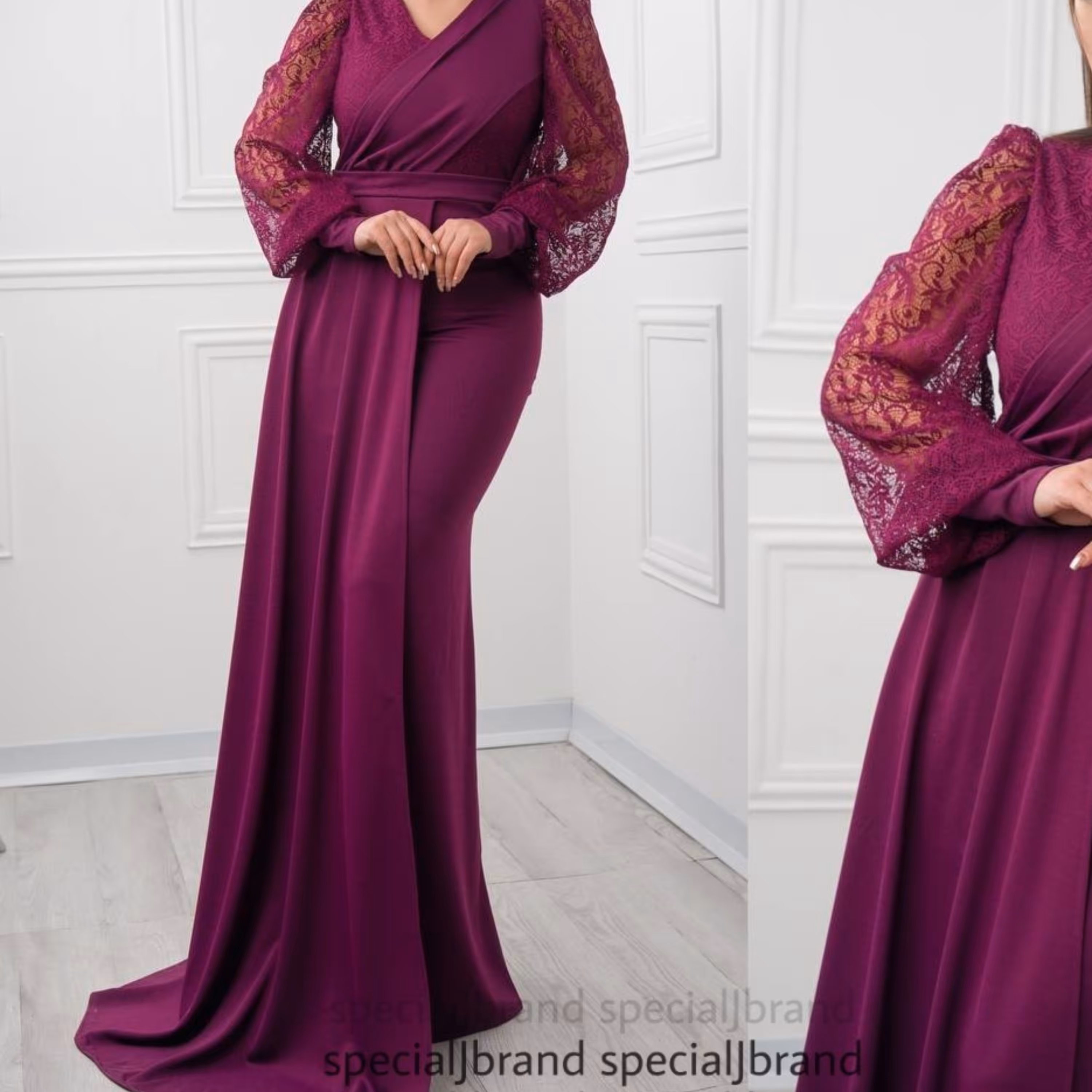 ماکسی مجلسی زیبا کرپ غواصی و گیپور