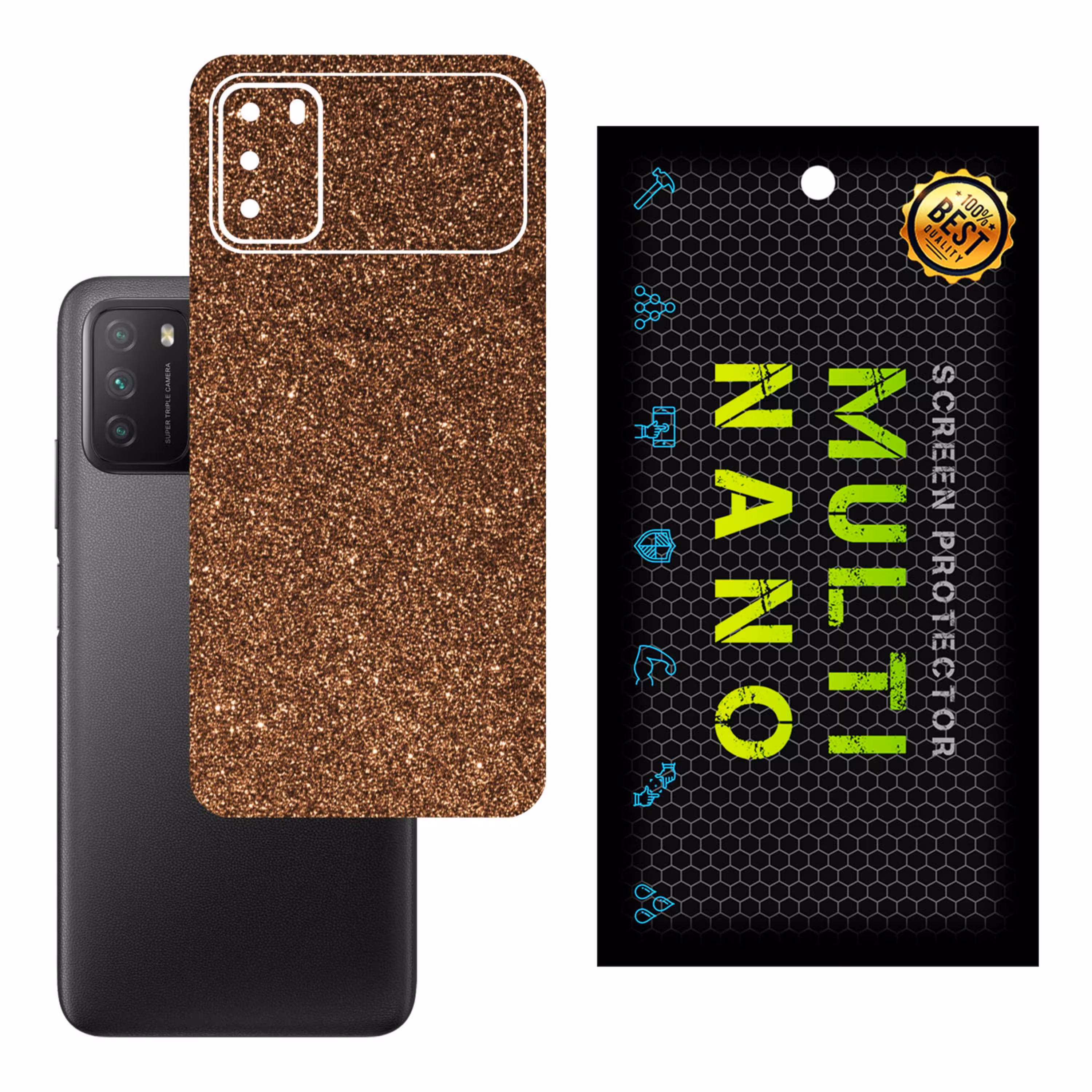 برچسب پوششی MultiNano مدل X-G1F-Bronze برای پشت موبایل شیائومی Poco M3