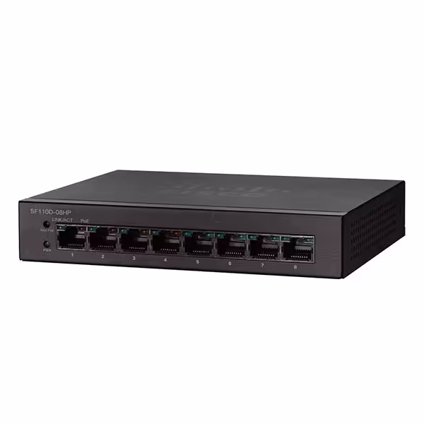 سوئیچ شبکه 8 پورت سیسکو مدل SF110D-08HP - فروشگاه اینترنتی طیف سنتر