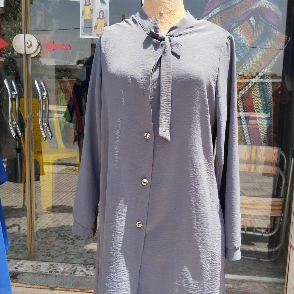 ارسال رایگان مانتو دکمه ای کراواتی ابروبادی