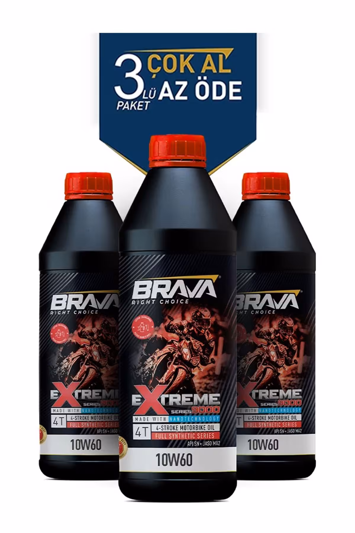 روغن و مکمل موتور EXTREME 9000 4T 10W60 3X 1 LT Brava