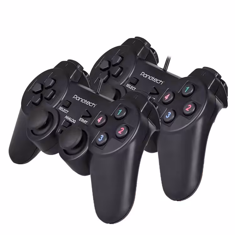 دسته بازی دوبل شوک دار USB مشکی Panatech P-G505Panatech P-G505 gamepad double Shock USB