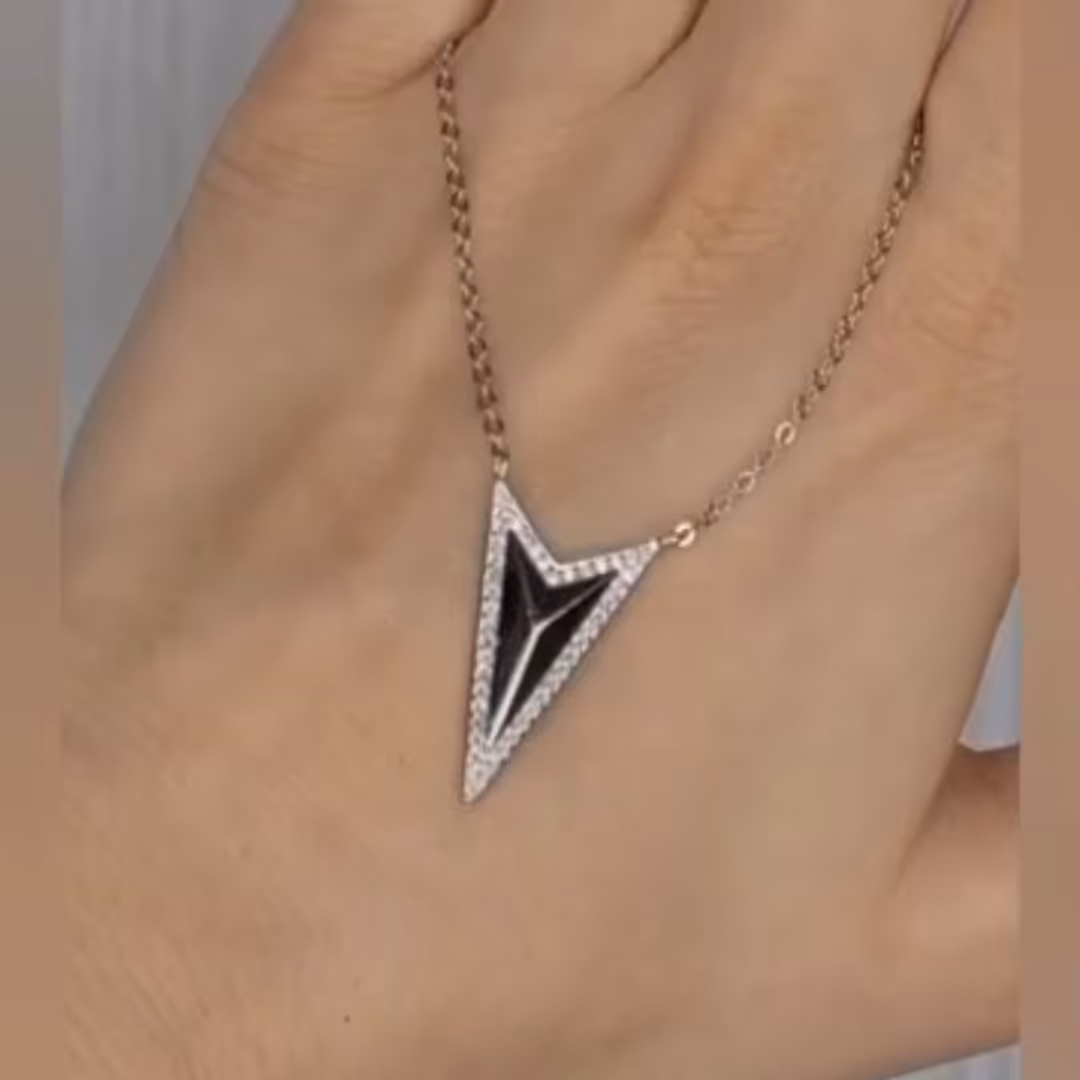 گردنبندمدال توگردنی زیبای  مثلث عشق عیار نقره 925ارسال رایگان 