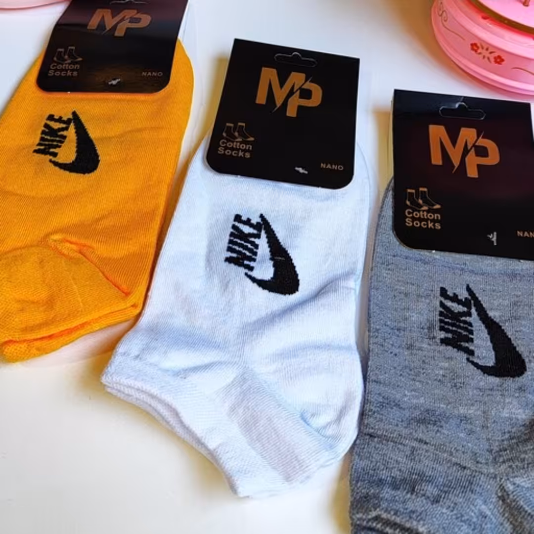 جوراب مردانه پسرانه نیم ساق کوتاه طرح اسپرت نایکی جنس نخی کشی حراجی کیفیت عالی

