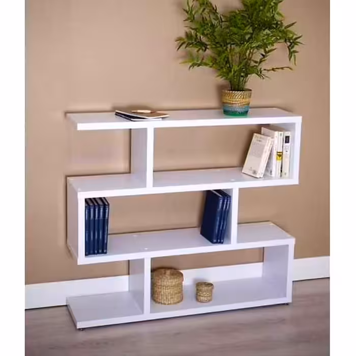 کتابخانه استند شلف قفسه ام دی اف سفید مدل ورساچه