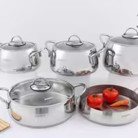 سرویس قابلمه 9 پارچه استیل زوپینی (ساخت ترکیه) مدل زنیا کف چدن با کیفیتی عالی 