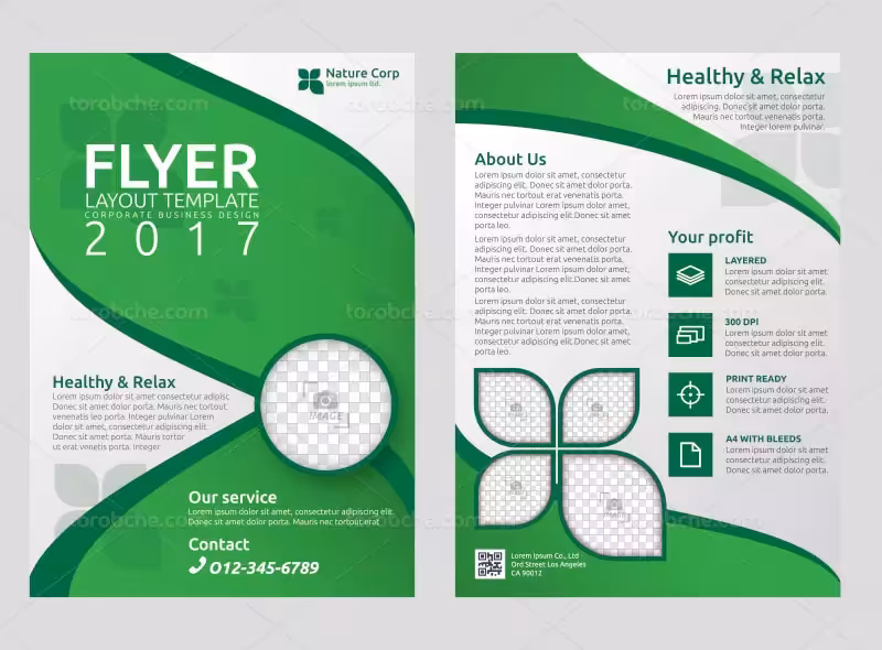 وکتور تراکت سبز A4 | گرافیک با طعم تربچه